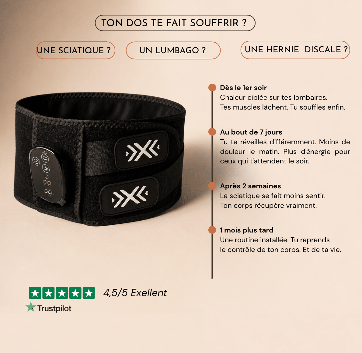 Ceinture chauffante et vibrante pour Sciatique Apezia - Apezia