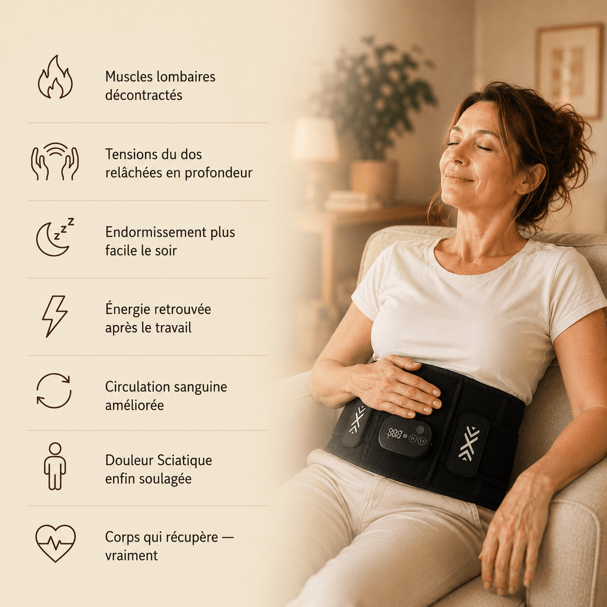 Ceinture chauffante et vibrante pour Sciatique Apezia - Apezia